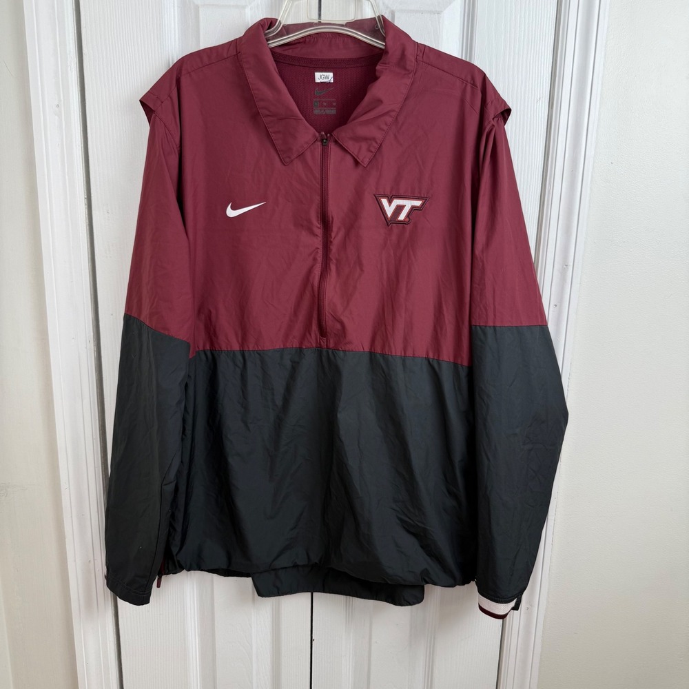 Nike Virginia Tech Hokies VT 1/4 Zip Pullover Windbreaker Jacket Maroon Black M